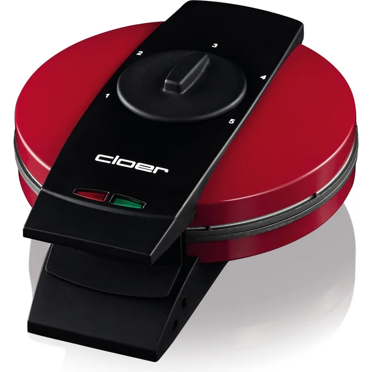 Cloer 1633V Waffelautomat, 930W, Antihaftbeschichtung, Herzwaffeln, stufenlose Temperatureinstellung, Kontrollleuchte, Fettauffangrille, rot – Bild 6