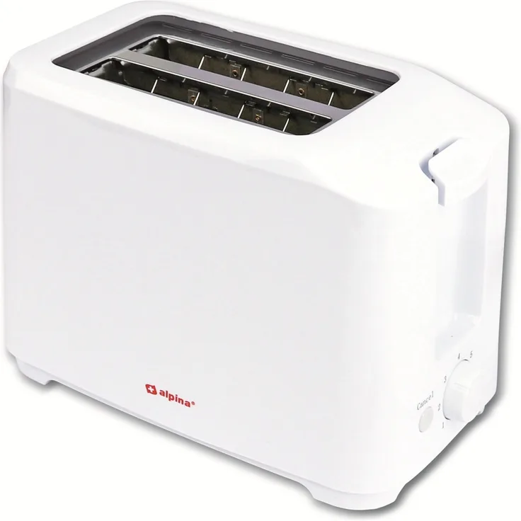 Alpina Doppelschlitztoaster, 700 W, 7 Bräunungsstufen, Abbruchfunktion, herausnehmbare Krümelschublade, Cool-Touch-Gehäuse, weiß