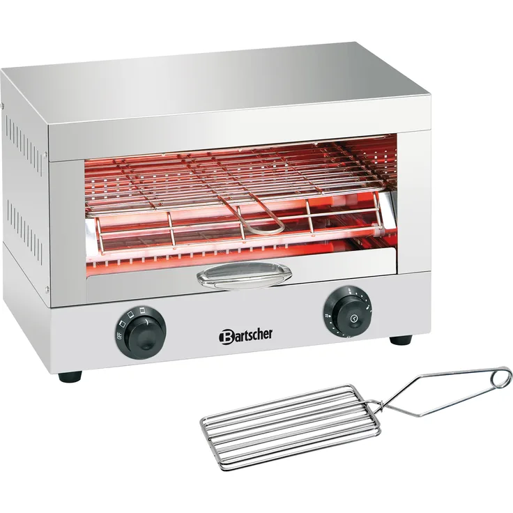 Bartscher A151300 Toast-Überbackgerät, Salamander-Grill, 1700W, Grill mit Timer, Edelstahl, silber