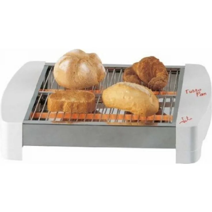 Jata 587 Tutto Pan Flachtoaster, 400W, Krümelschublade, Aufknusperfunktion, für Bagel und Brötchen, weiß, edelstahl