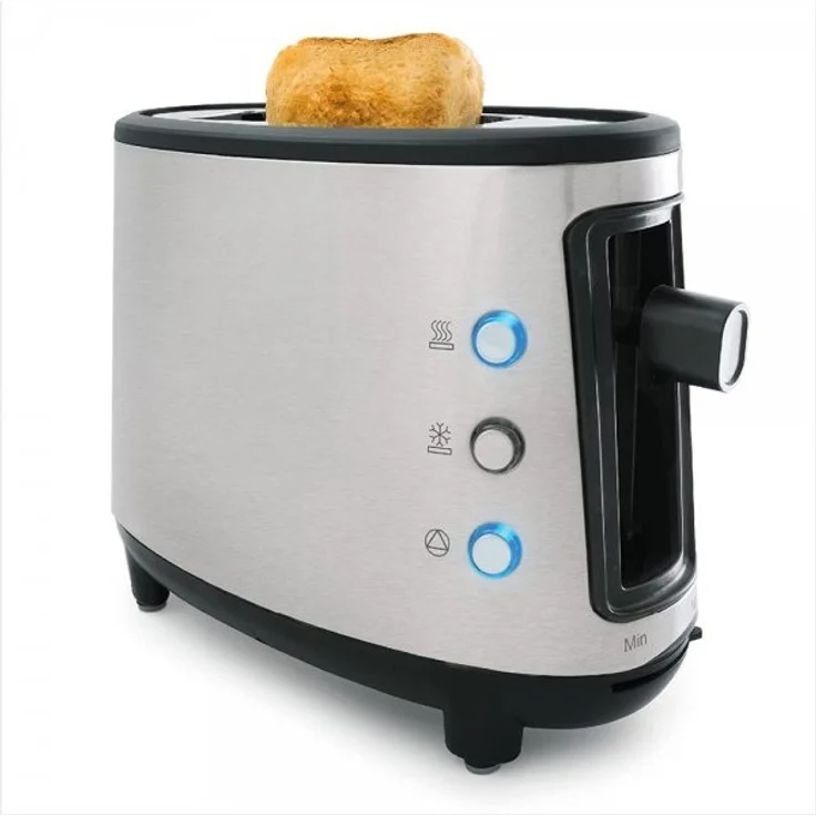 Korona Single 1-Scheiben-Toaster, 550W, inkl. Brötchenaufsatz, Auftau- und Aufwärmfunktion, platzsparend, Edelstahl, schwarz – Bild 1