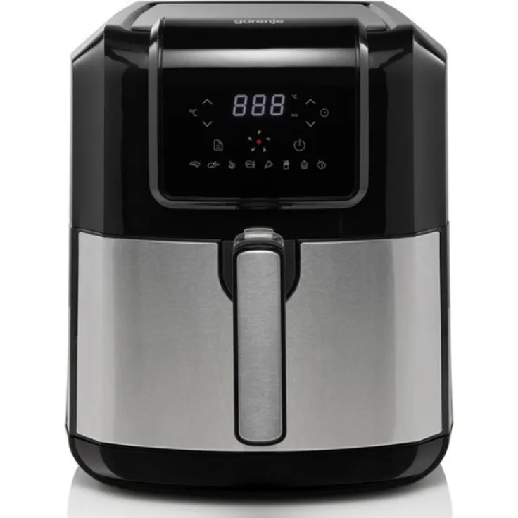 Gorenje AF1700DB Heißluftfritteuse, mit LED Anzeige, 1700 W, 5L, Timer, 8 Programme, Kunststoff, Metall, schwarz, edelstahl