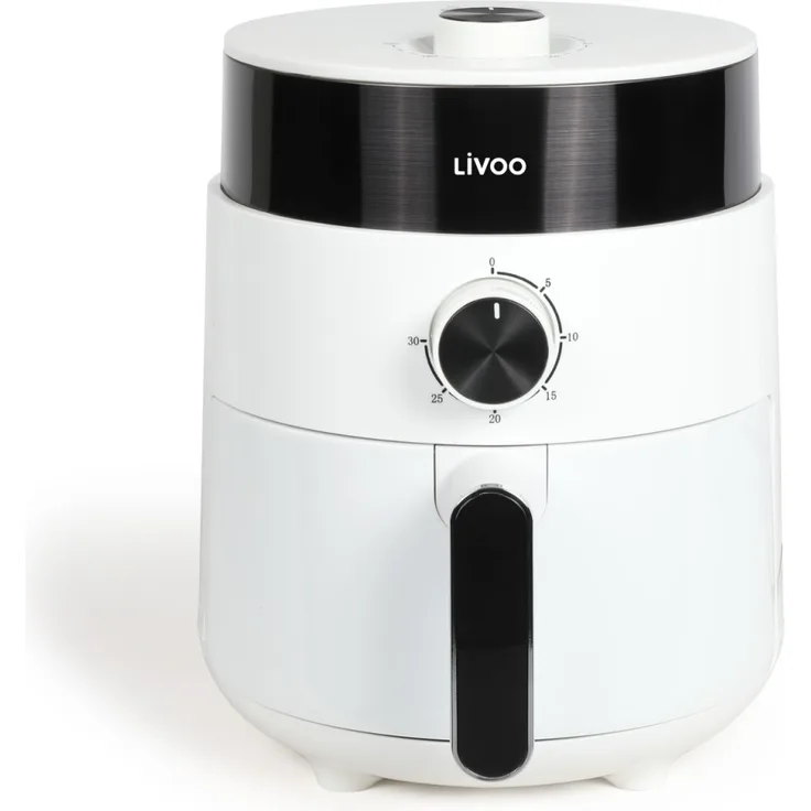 LIVOO DOC256 Heißluftfritteuse, 1200W, 2,5 Liter, ohne Öl, Antihaftbeschichtung, Geruchsfilter, Timer, Abschaltautomatik, weiß