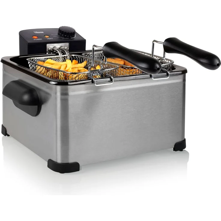 Tristar FR-6949 Fritteuse, 2000 W, 5 Lfassungsvermögen, Sichtfenster, mit Deckel, Edelstahl, silber – Bild 1
