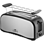 Lentz 74141 4-Scheiben-Toaster, Langschlitztoaster, 1400W, 6 Bräunungsstufen, High-Lift, Stopp-, Auftau- und Aufwärmfunktion, Kunststoff, Metall, edelstahl, schwarz