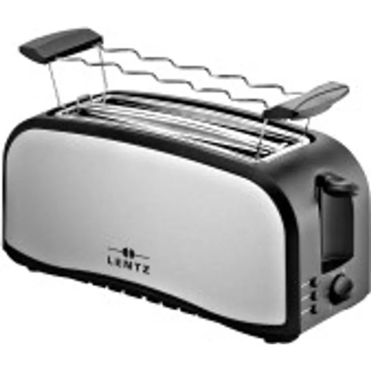 Lentz 74141 4-Scheiben-Toaster, Langschlitztoaster, 1400W, 6 Bräunungsstufen, High-Lift, Stopp-, Auftau- und Aufwärmfunktion, Kunststoff, Metall, edelstahl, schwarz