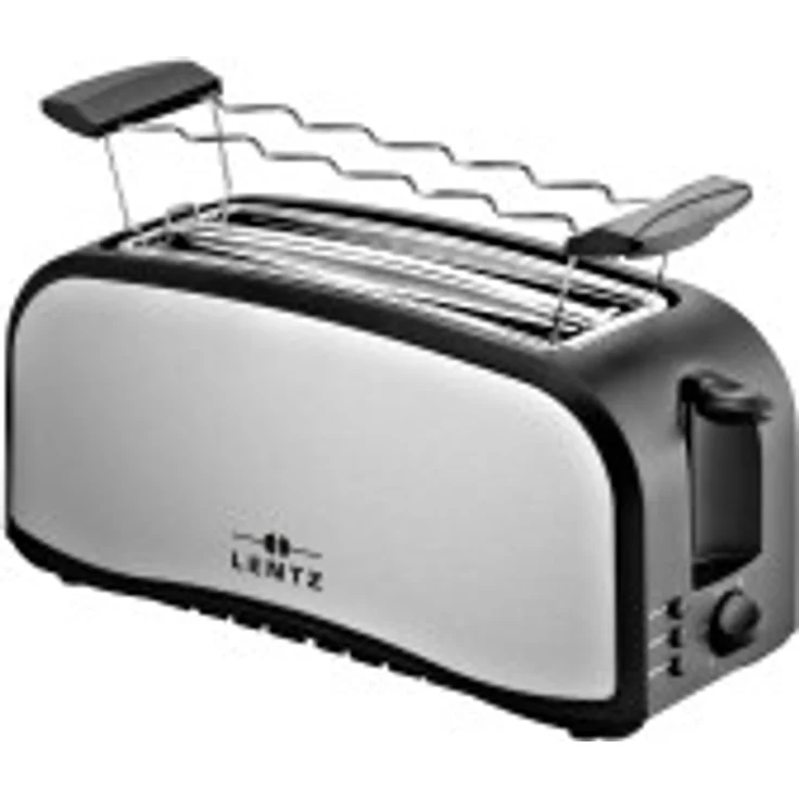 Lentz 74141 4-Scheiben-Toaster, Langschlitztoaster, 1400W, 6 Bräunungsstufen, High-Lift, Stopp-, Auftau- und Aufwärmfunktion, Kunststoff, Metall, edelstahl, schwarz – Bild 1