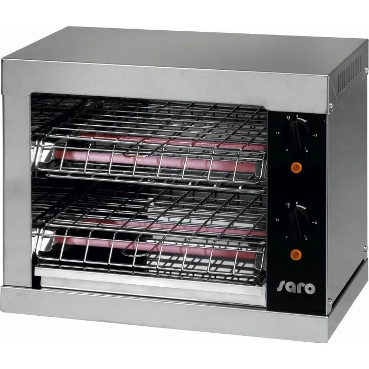 Saro BUSSO T2 Toaster, Flachtoaster, Gastro-Toaster, inkl. Krümelschublade, Sandwichzange, Maße: B 440 x T 260 x H 380, Edelstahl