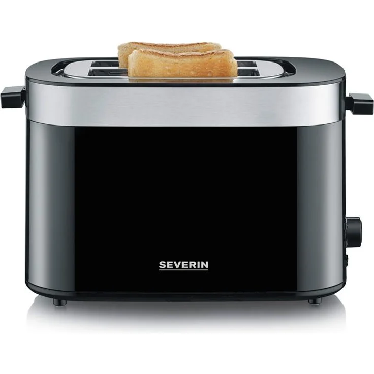 Severin AT 9264 2-Schlitz-Toaster, Brotscheibenzentrierung, 800W, Abschaltautomatik, Krümelschublade, schwarz – Bild 1
