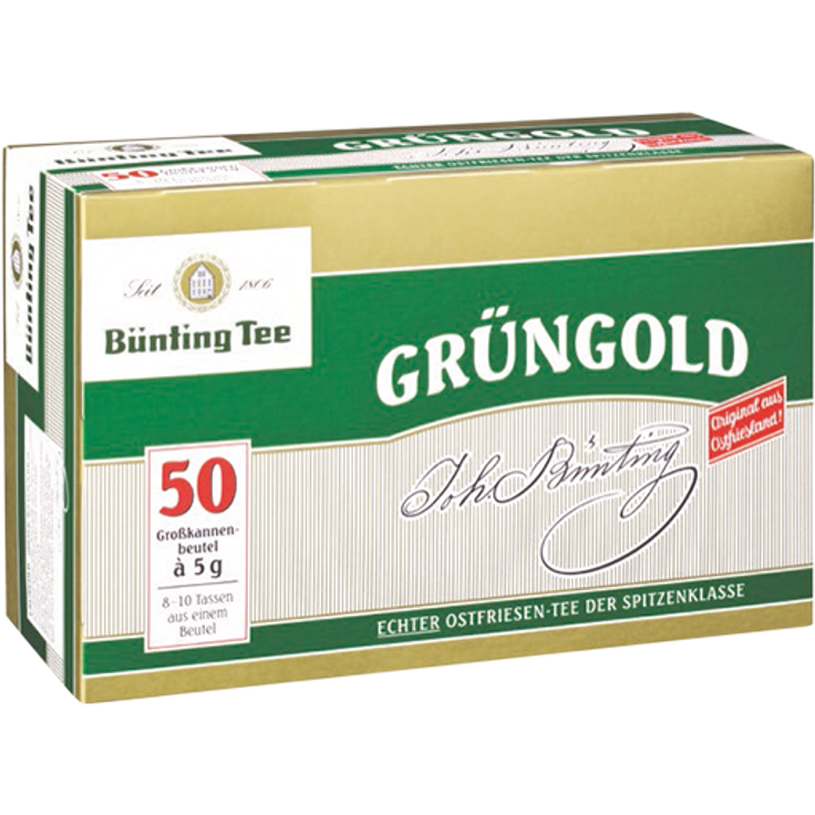 Bünting Tee Grüngold, 50 Großkannenbeutel