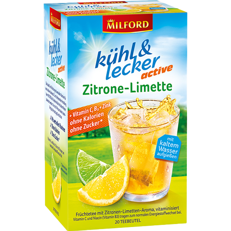 Milford kühl & lecker active Zitrone-Limette, 20 Teebeutel