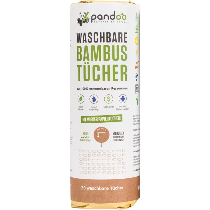 Pandoo Bambus Küchenrolle wiederverwendbar