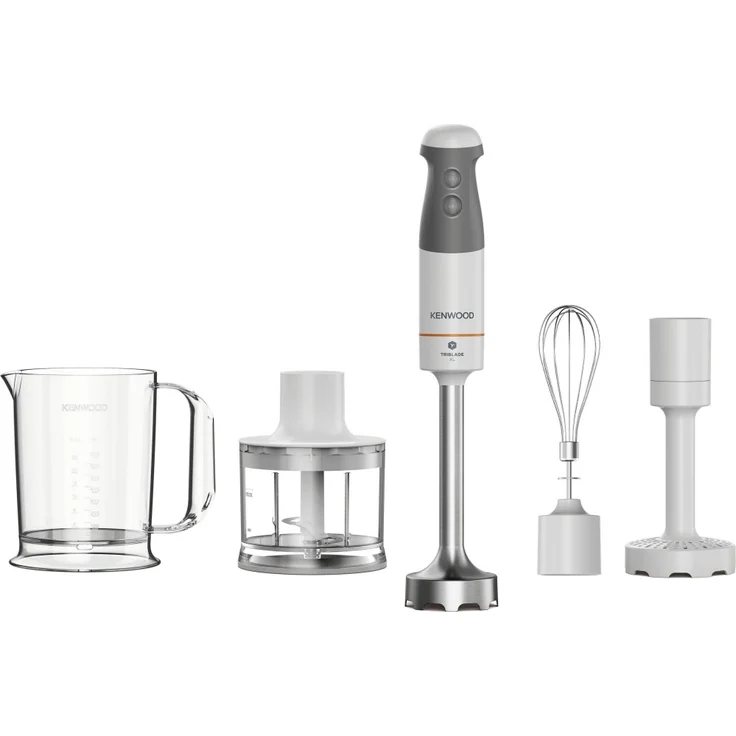 Kenwood HBM40.306WH Triblade XL Stabmixer, 850W, 2 Geschwindigkeiten,inkl. Schneebesen, Stampfer, Zerkleinerer-Aufsatz, Kunststoff, Edelstahl, weiß – Bild 1