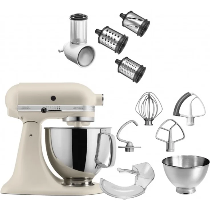 KitchenAid 5KSM175 Paket 1 Artisan, 300W, 4,8L und 3L Schüssel, Gemüseschneider, fresh linen Serie: 5KSM175