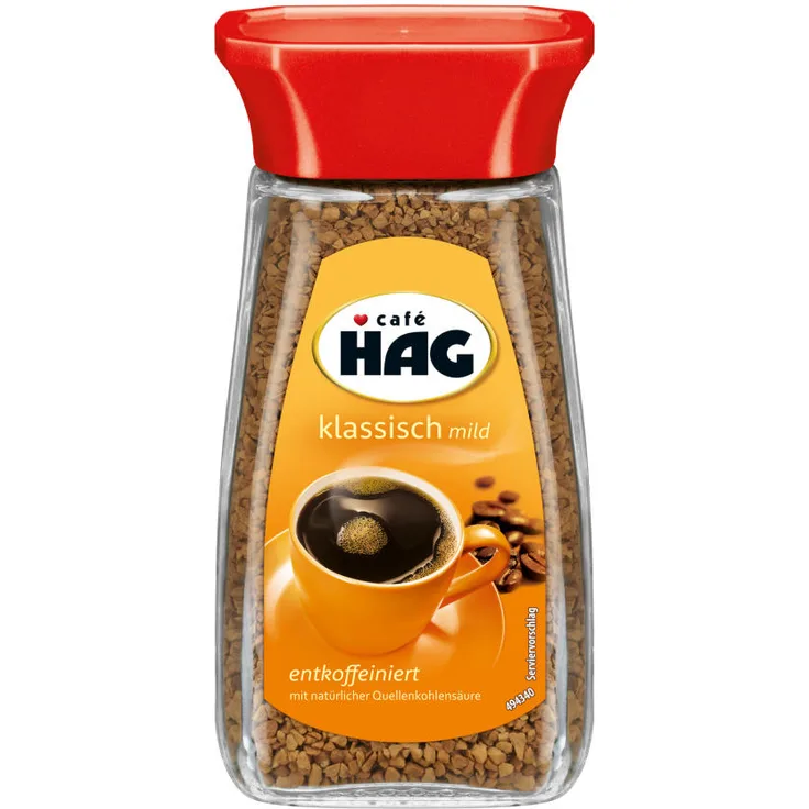 Cafè Hag Klassisch Mild, Vollmundiges Aroma, Entkoffeiniert, Instant-Kaffee, 100g