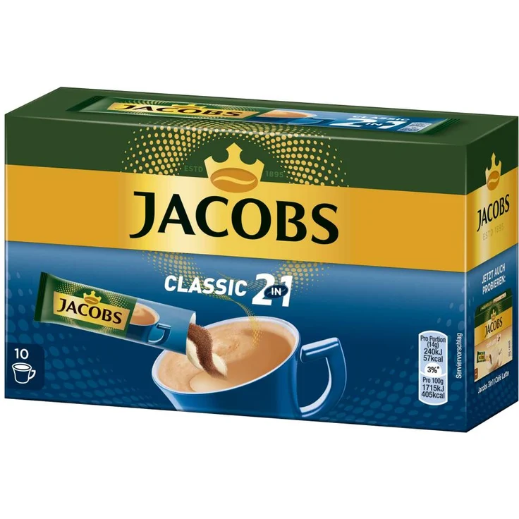 Jacobs 2in1 löslicher Kaffee, Instantkaffee, 10 Becherportionen – Bild 1