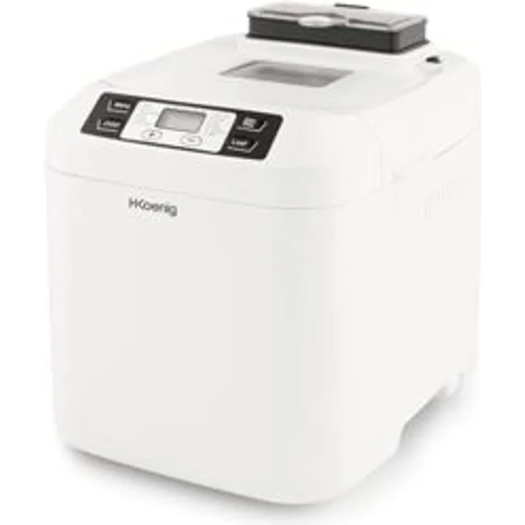 H.Koenig BAKE340 Brotbackautomat, 550 Watt, 12 Programme, LCD-Display, Antihaftbeschichtung, Sichtfenster, Temperaturregulierung, Warmhaltefunktion, weiß