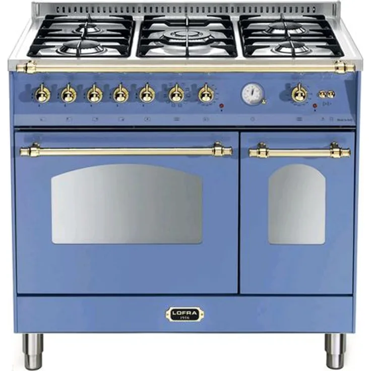 LOFRA DOLVITA - DOUBLE OVEN 90 cm - RLVD 96 MFTE- CI - LAVANDEL BLUE - Messing Finish