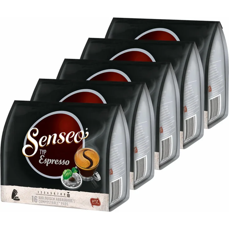 Senseo Typ Espresso, Kaffeepads, Aromatisch und Vollmundig, Röstkaffee, Kaffee, 80 Pads