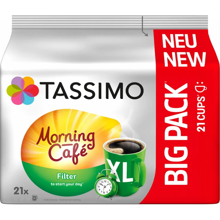 Tassimo Morning Cafe Filter Big Pack, Kaffee, Kaffeekapseln, gemahlener Röstkaffee, 21 T-Discs