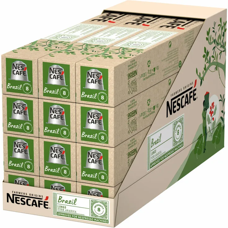 Nescafé Lungo Brazil 12er Set, Farmers Origins, Nespresso Kaffeekapseln, 12 x 10 Stück