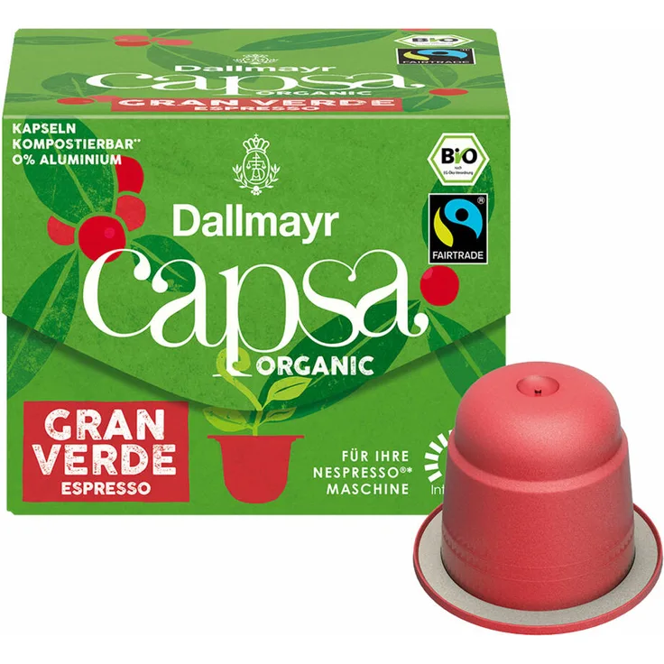 Dallmayr Capsa Gran Verde Espresso, Nespresso kompatibel Kapsel, Organic, Kaffeekapsel, Espressokapsel, 10 Kapseln, 56 g