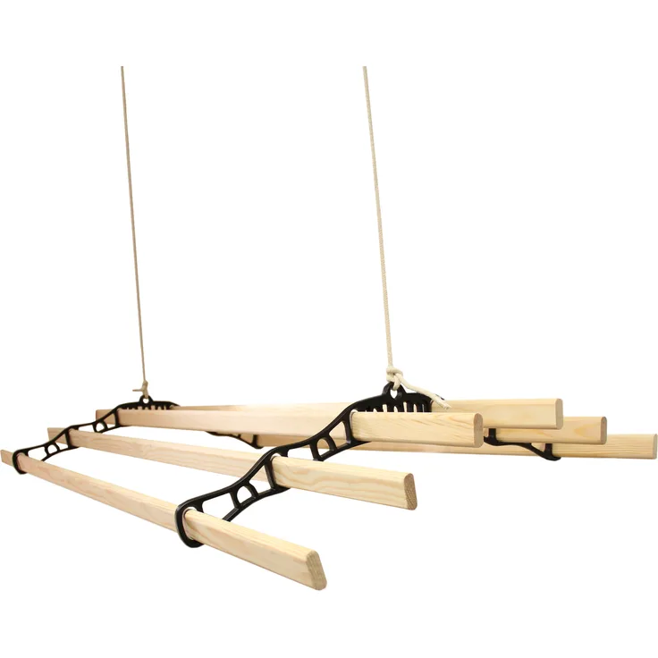 MonsterShop Deckentrockner aus Holz - Schwarz - 1.4m