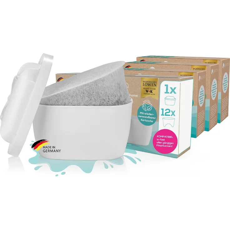 yucona Wasserfilter Starter-Kit - Kartusche mit 12 Filtertaschen