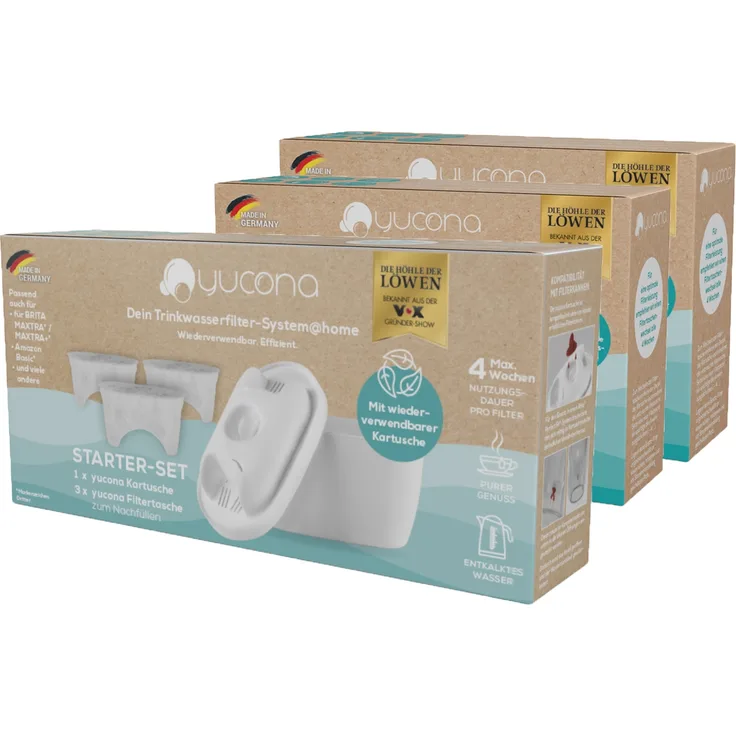 yucona Wasserfilter Starter-Kit - Kartusche mit 9 Filtertaschen