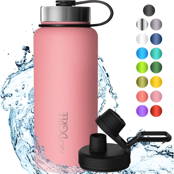 Trinkflasche Doppelwandig Edelstahl 950ml Isolierflasche m. Sportdeckel 720 DGREE noLimit flamingo pink – Bild 1