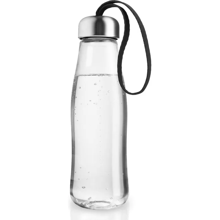 Eva Solo Glastrinkflasche Black, Flasche, Edelstahl, Kunststoff, Nylon, Schwarz, 500 ml, 575040