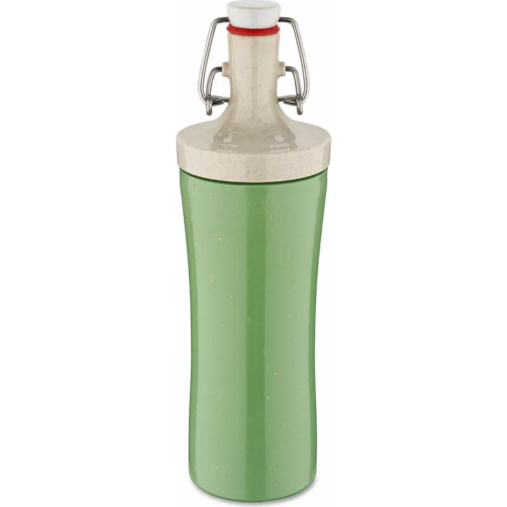 Koziol Trinkflasche Plopp To Go, Wasserflasche, Kunststoff-Holz-Mix, Nature Leaf Green, 425 ml, 7796703