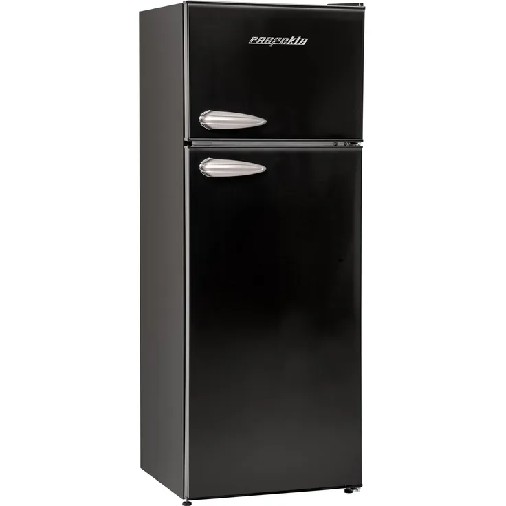 Respekta KS144VC Retro Kühl-Gefrierkombination, freistehend, schwarz, Schnellgefrieren, Breite 54 cm