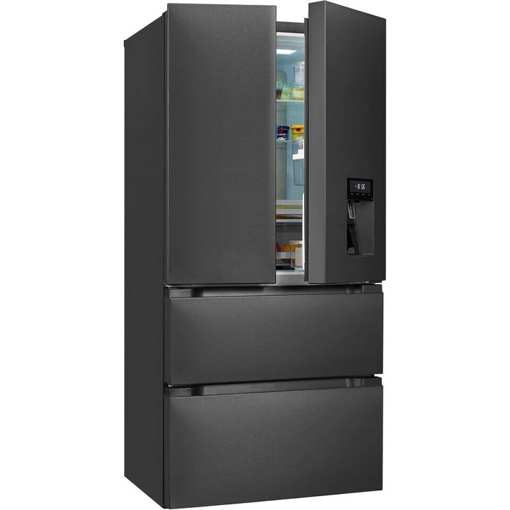 Exquisit FD490-160-WS-200E French-Door-Kühlschrank, freistehend, inoxlook-az, Wasserspender, Wassertank, Breite 83.6 cm – Bild 1