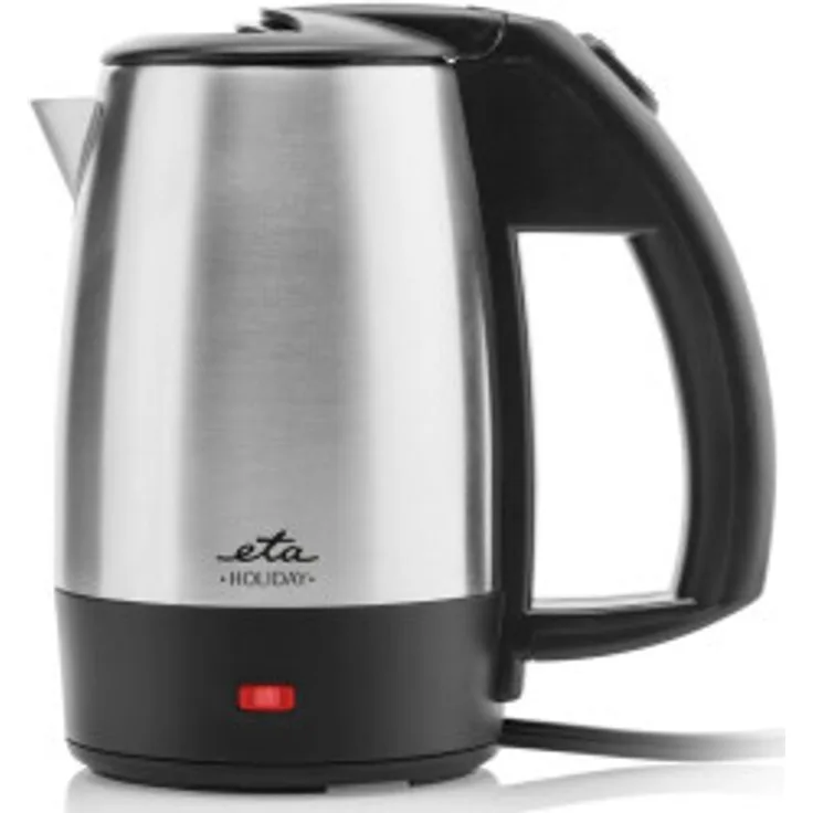 Eta HOLIDAY Wasserkocher, 1000W, 0,5 Liter, verdecktes Heizelement, Deckelöffnung per Knopfdruck, Wasserstandanzeige, Abschaltautomatik, Edelstahl, schwarz, silber - Preisvergleich