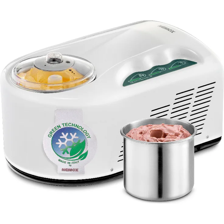 Nemox Gelato Pro1700 Eismaschine mit Kompressor, 150W, integriertes Rührwerk mit DDS Direct Drive System, vollautomatische oder manuelle Herstellung, Edelstahlbehälter 1,7 l, weiß