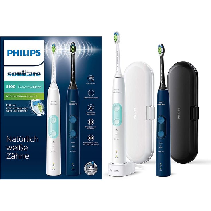 Philips Sonicare ProtectiveClean 5100 HX6851/34 elektrische Zahnbürste, Schalltechnologie, 3 Reinigungsprogramme, dark blue & white – Bild 3