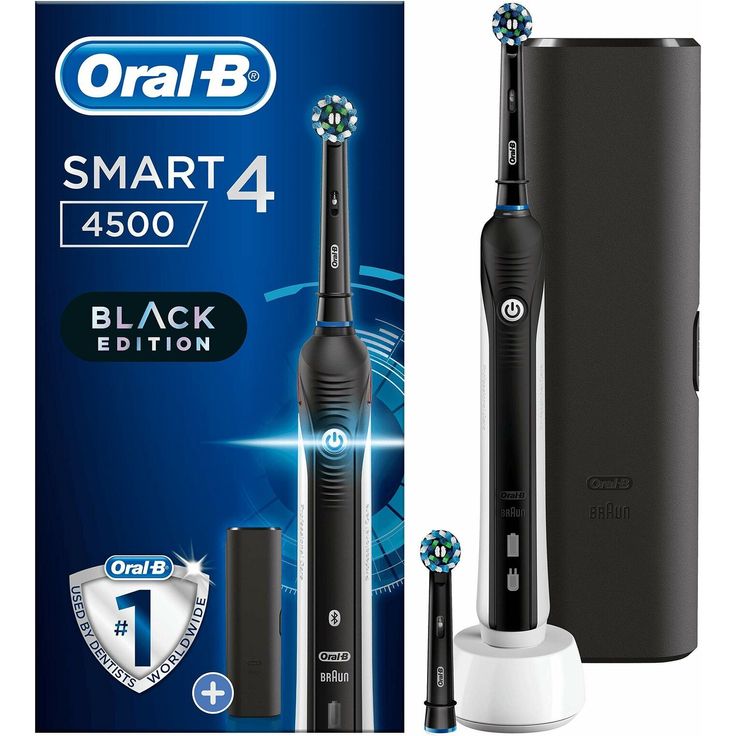 Oral-B Smart 4 4500 CrossActionElektrobürste 1 schwarz, 3 Modi: gebleicht, empfindlich, Zahnfleischpflege, 2 Ersatzköpfe, Premium-Reiseetui – Bild 2