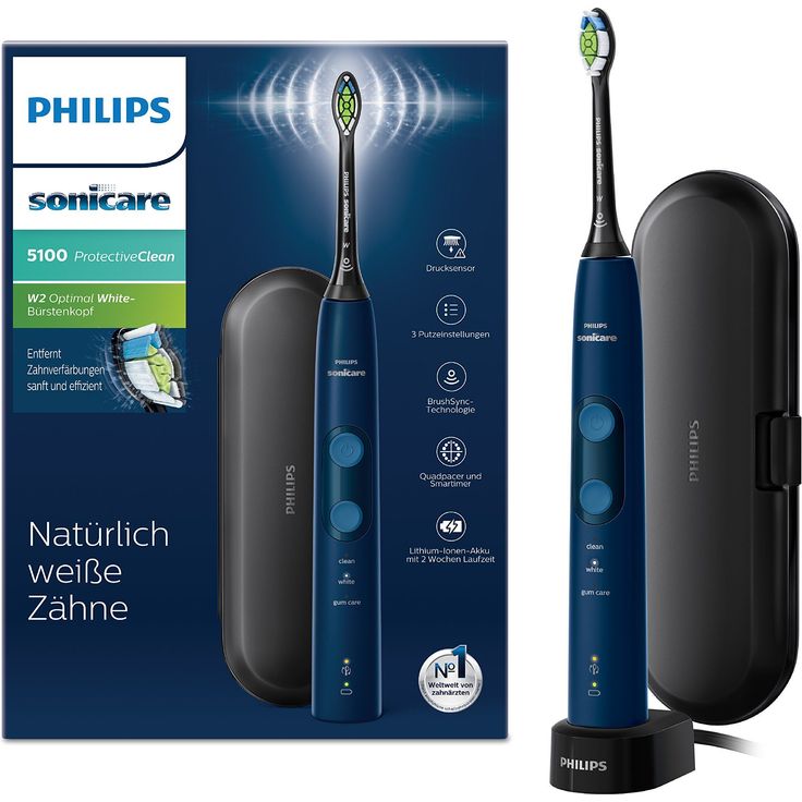 Philips Sonicare ProtectiveClean 5100 HX6851/53 dark blue, Schalltechnologie, 3 Reinigungsprogramme, Inkl. Reiseetui – Bild 1