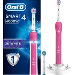 Oral-B Smart 4 4000W , mit Timer und zwei 3DWhite Aufsteckbürsten, pink