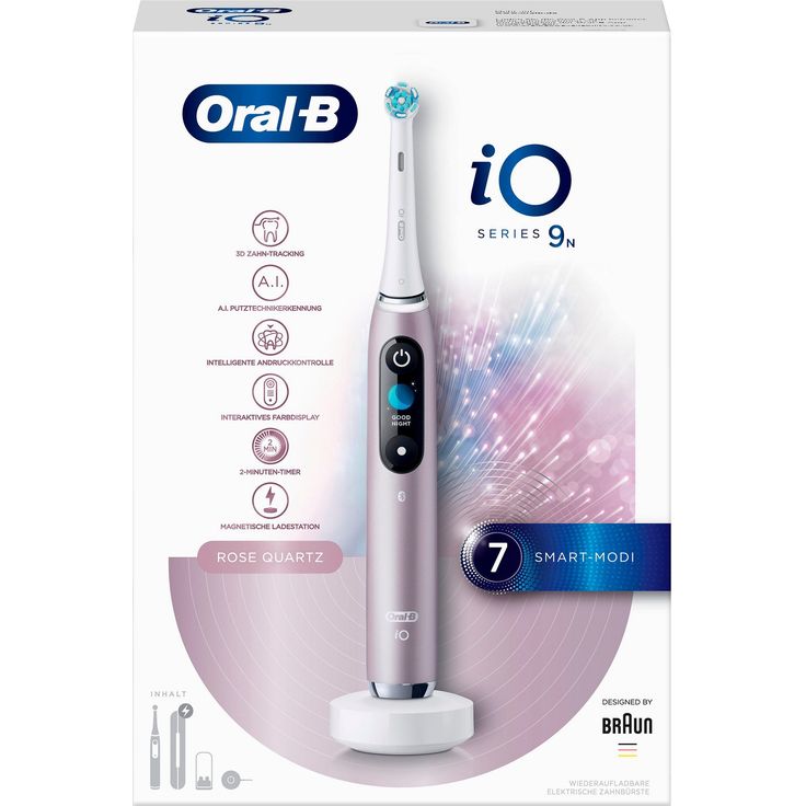 Oral-B iO Series 9N, rose quartz, mit intelligenter Andruckkontrolle & Farbdisplay, inkl. 1 Aufsteckbürste, USB-Reiseetui & Mini-Aufbewahrungsbox – Bild 4