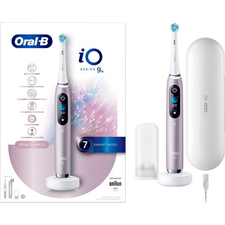 Oral-B iO Series 9N, rose quartz, mit intelligenter Andruckkontrolle & Farbdisplay, inkl. 1 Aufsteckbürste, USB-Reiseetui & Mini-Aufbewahrungsbox – Bild 5