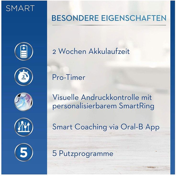Oral-B Smart Sensitive, speziell für empfindliche Zähne, mit Sensitiv-Programm und visueller Andruckkontrolle, weiß – Bild 3