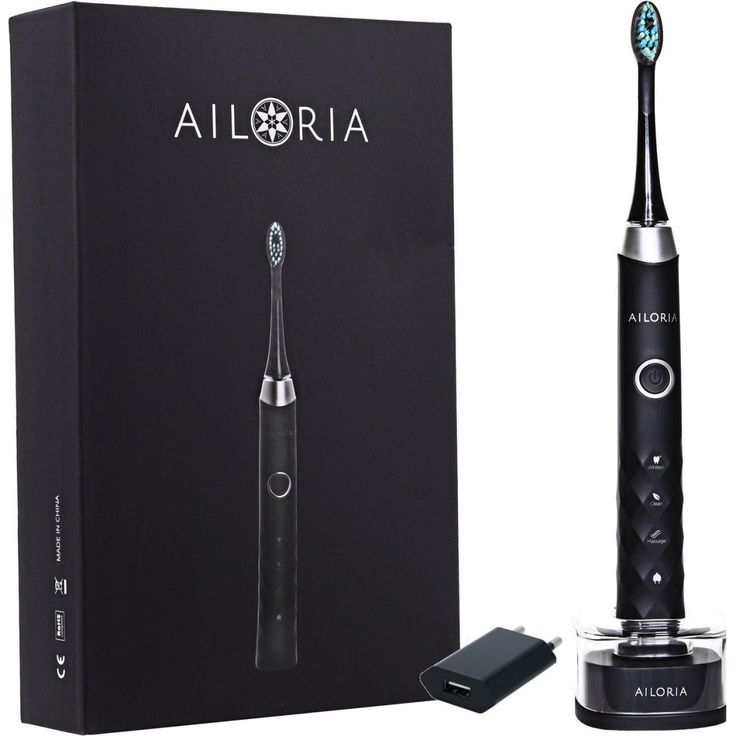 Ailoria Shine Bright USB-Schallzahnbürste schwarz-silber inkl. 2 Bürstenköpfe & USB Power Plug – Bild 2