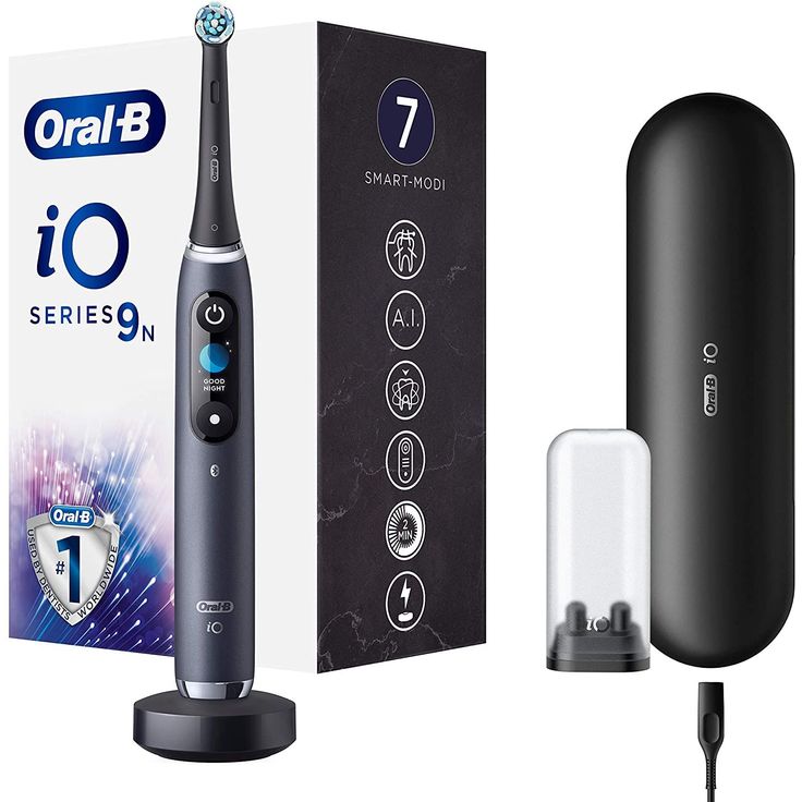 Oral-B iO Series 9N, black onyx, mit intelligenter Andruckkontrolle & Farbdisplay, inkl. 1 Aufsteckbürste, USB-Reiseetui & Mini-Aufbewahrungsbox – Bild 3