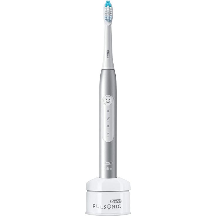 Oral-B Pulsonic Slim Luxe 4000, 2020 Edition, Schallzahnbürste für gesünderes Zahnfleisch, mit Sensitiv-Programm, silber