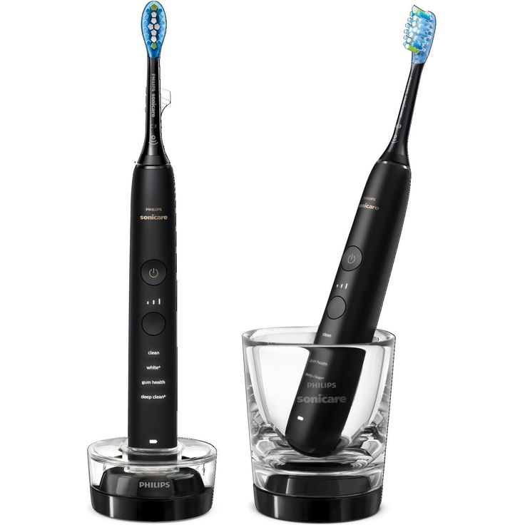 Philips Sonicare DiamondClean 9000 HX9914/54 Elektrische Zahnbürste Doppelpack - 2 Schallzahnbürsten mit 4 Putzprogrammen, Timer & Ladeglas, neue Generation, schwarz – Bild 1
