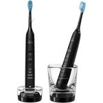 Philips Sonicare DiamondClean 9000 HX9914/54 Elektrische Zahnbürste Doppelpack - 2 Schallzahnbürsten mit 4 Putzprogrammen, Timer & Ladeglas, neue Generation, schwarz