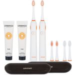 Zahnheld GERO Doppelpack in weiß, 2x Schallzahnbürste GERO + 2x PALADIN Lite Reiseetui + 2x Orbimed Pur - Weiß