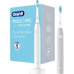 Oral-B Pulsonic Slim Clean 2900 Doppelpack weiß & grau, Schallzahnbürste für sanfte Reinigung und ein strahlendes Lächeln, 2 Putzprogramme, Timer
